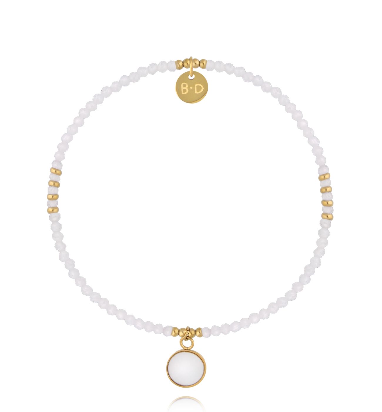 Bransoletka biała z cyrkoniami - By Dziubeka