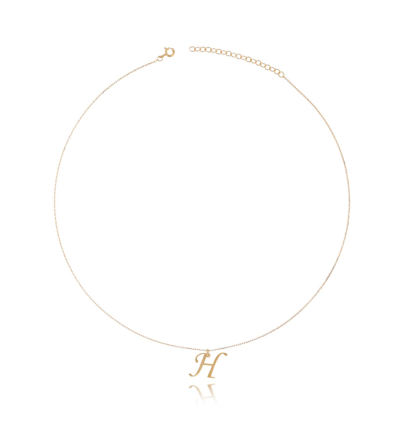 Naszyjnik srebrny pozłacany z literką H - By Dziubeka