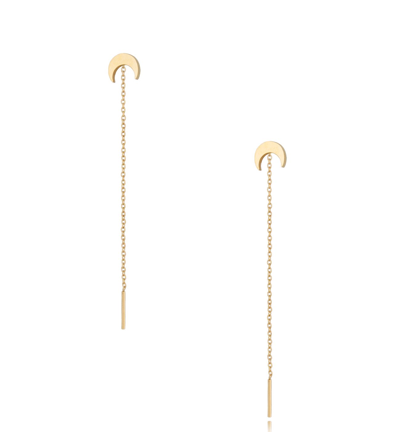 Kolczyki złote wiszące Long Moon - By Dziubeka