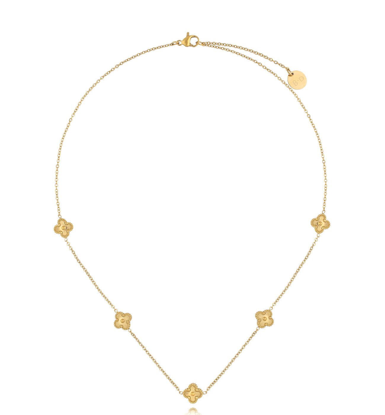 Naszyjnik złoty z koniczynkami Clovers NSY0309