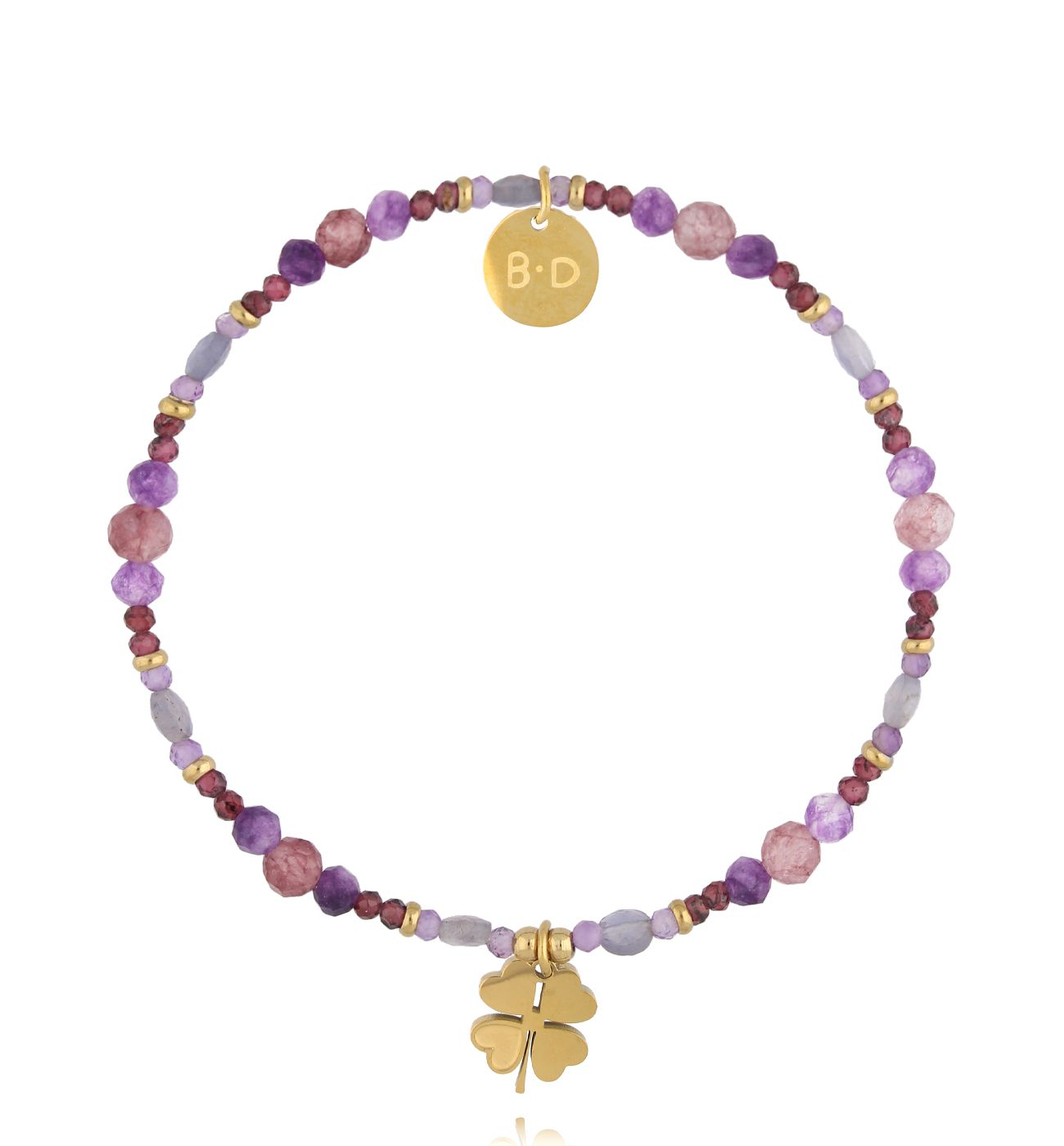 Bransoletka z ametystami i koniczynką - By Dziubeka