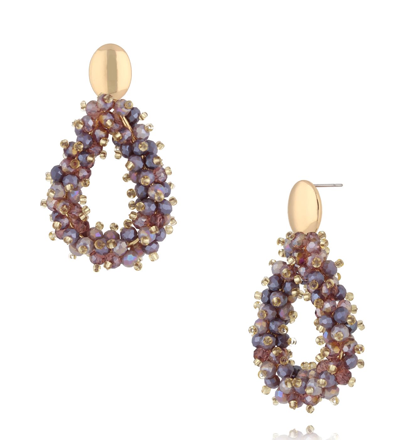 Kolczyki z szarymi i brązowymi kryształkami KWE0266