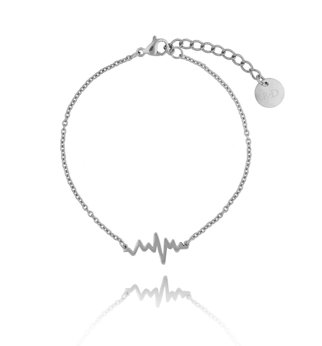 Bransoletka srebrna z linią życia ze stali szlachetnej - By Dziubeka