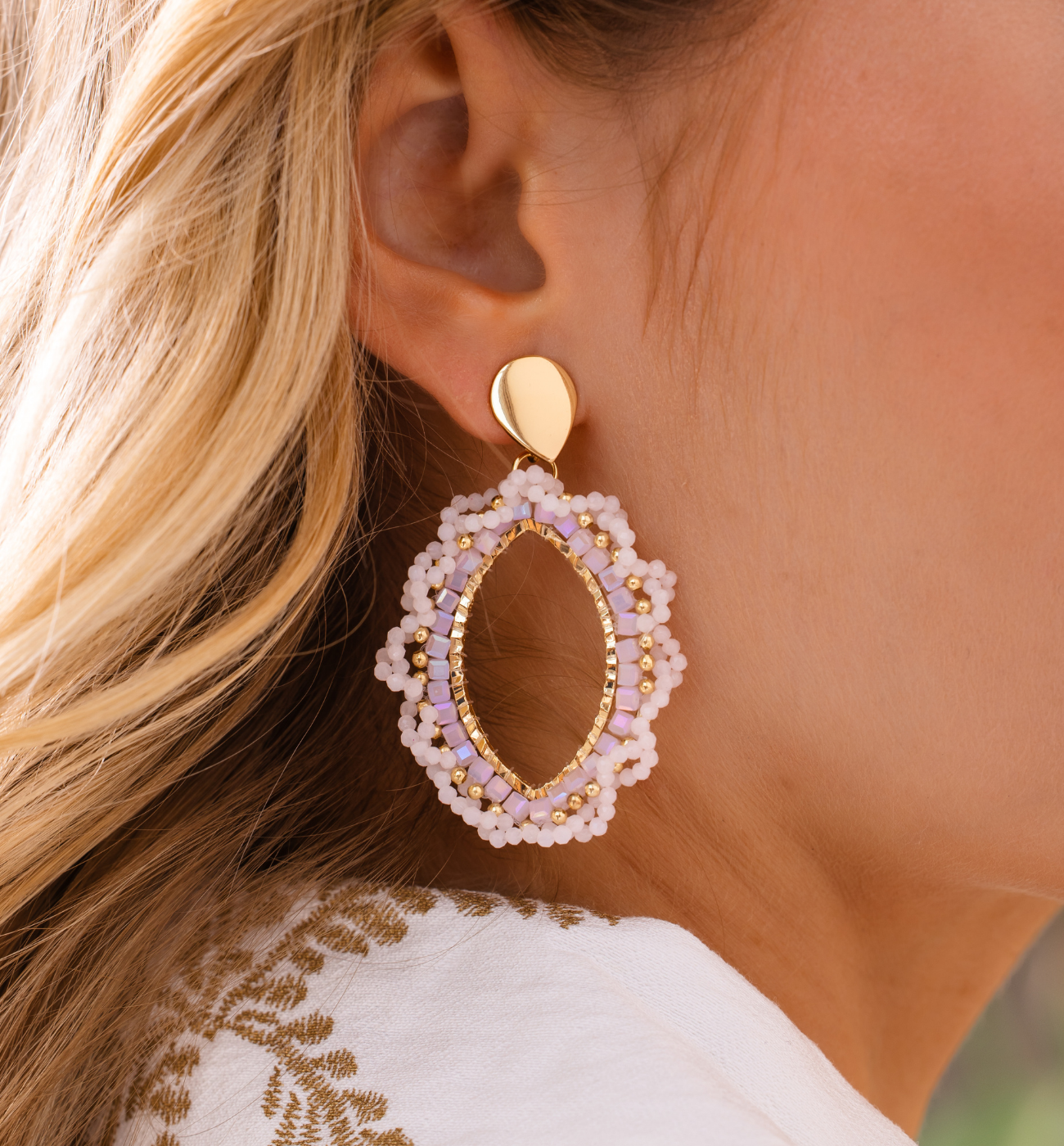 Kolczyki z różowymi kryształkami KWE0322