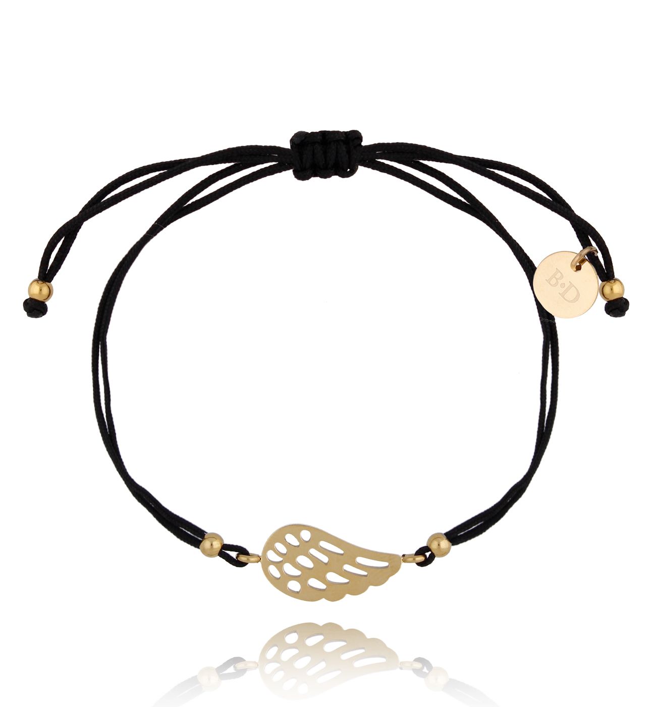 Bransoletka złoto-czarna ze skrzydełkiem Lizzy BGL0515 - By Dziubeka