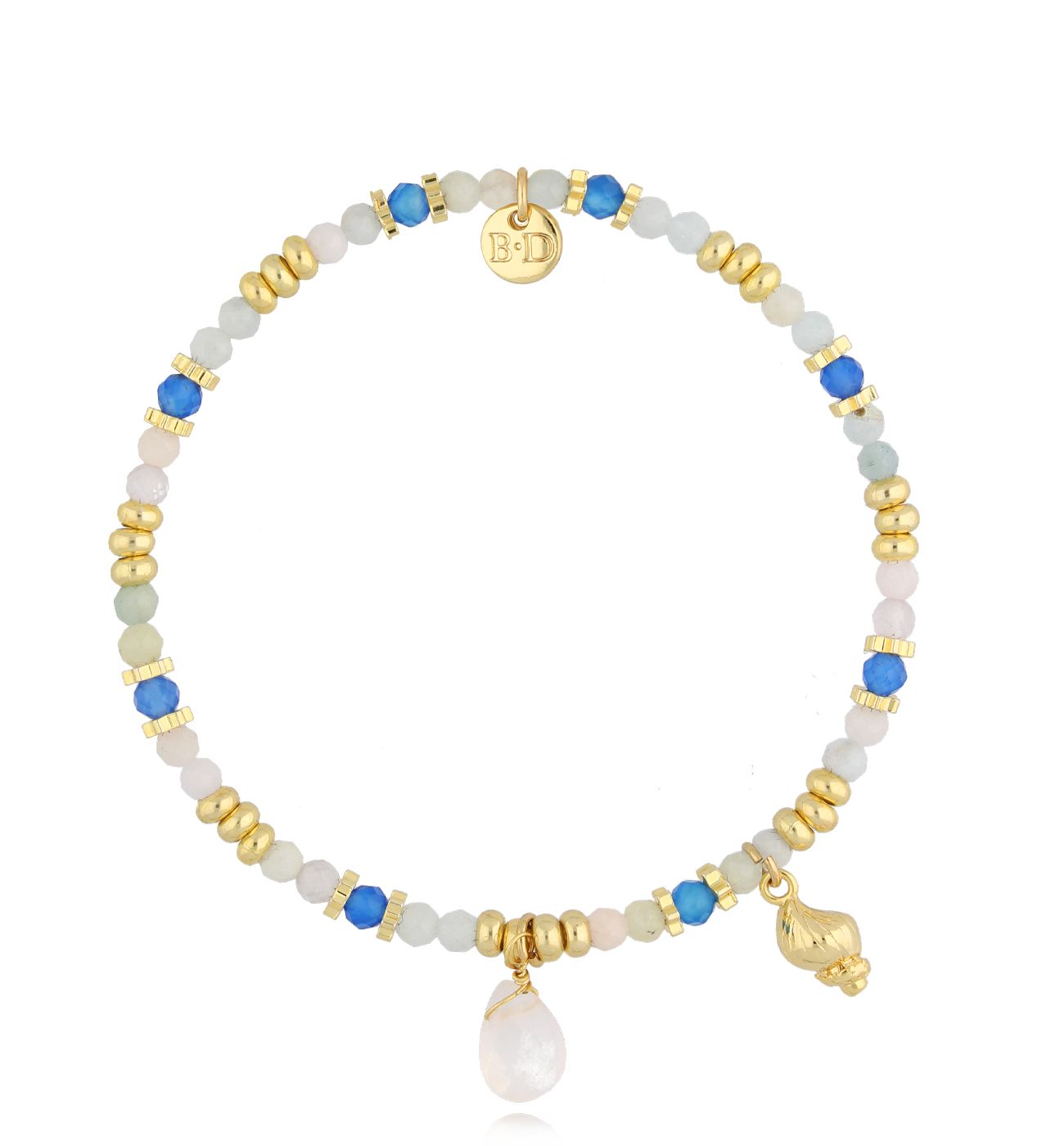 Bransoletka biało niebieska z kamieniami Firmness - By Dziubeka