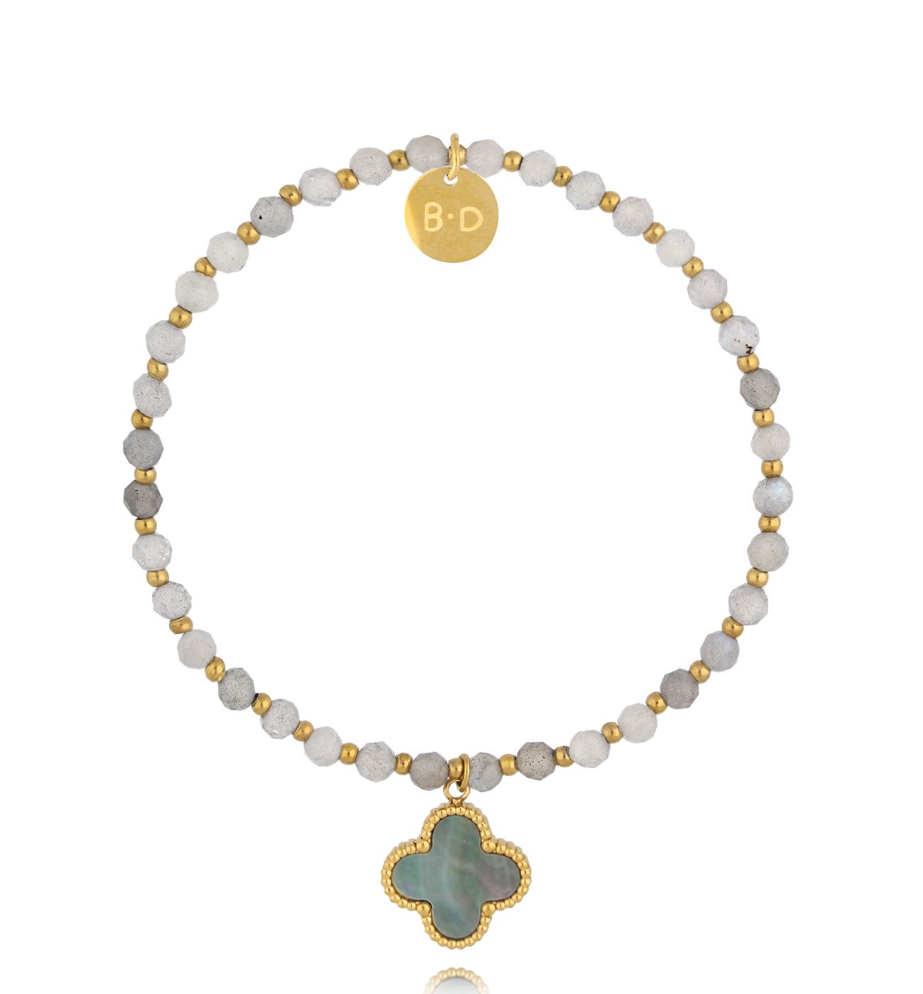 Bransoletka z labradorytami i koniczynką BTW3176