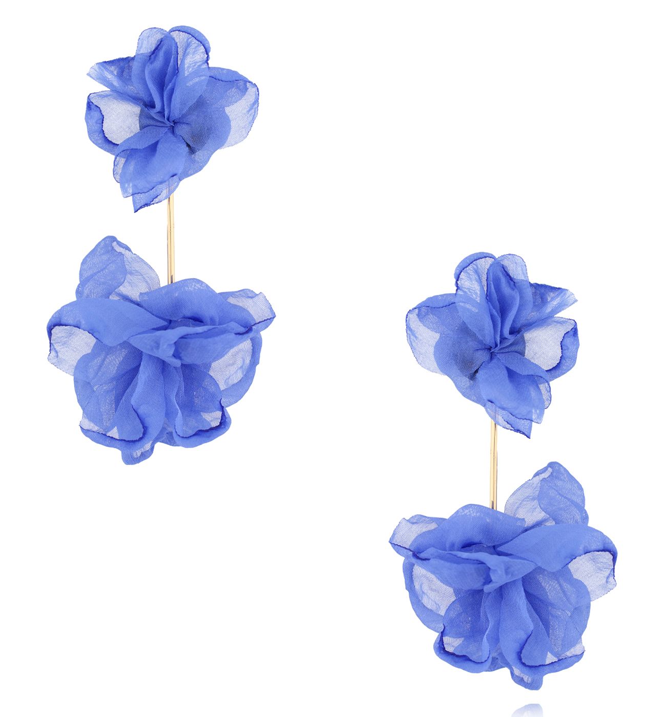 Kolczyki chabrowe długie materiałowe KBL2001