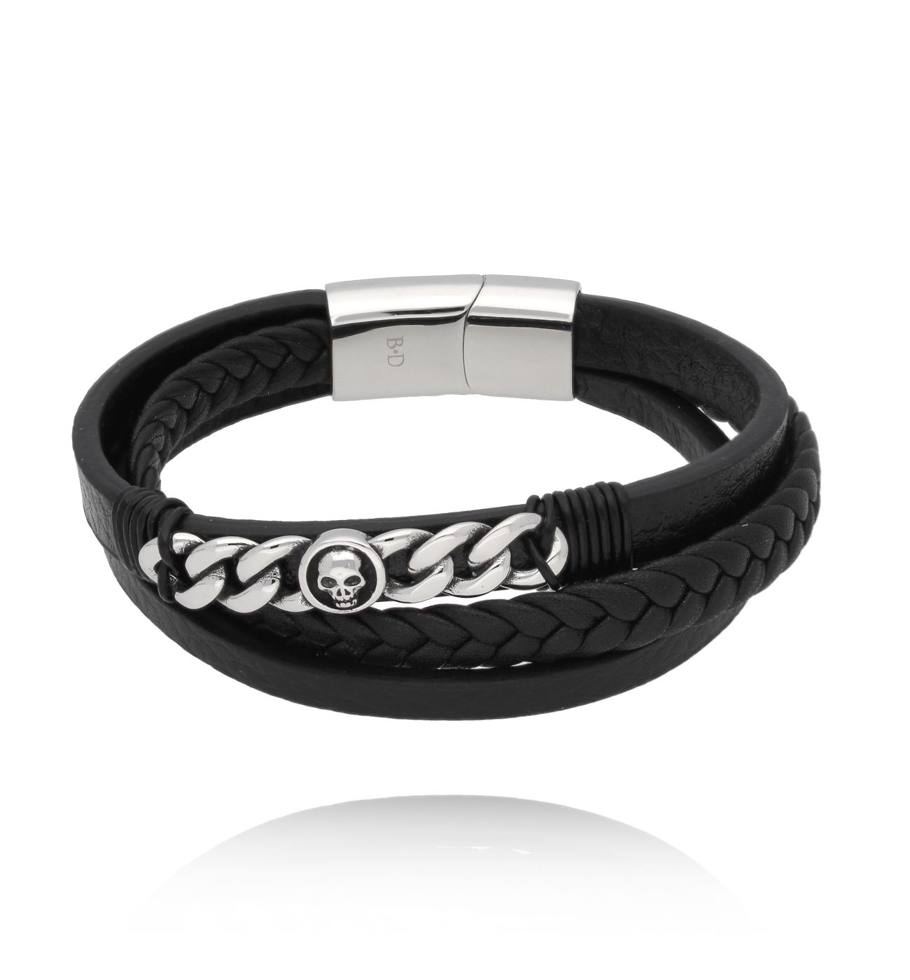 Bransoletka męska skórzana z czaszką Geirmund BMITC0531