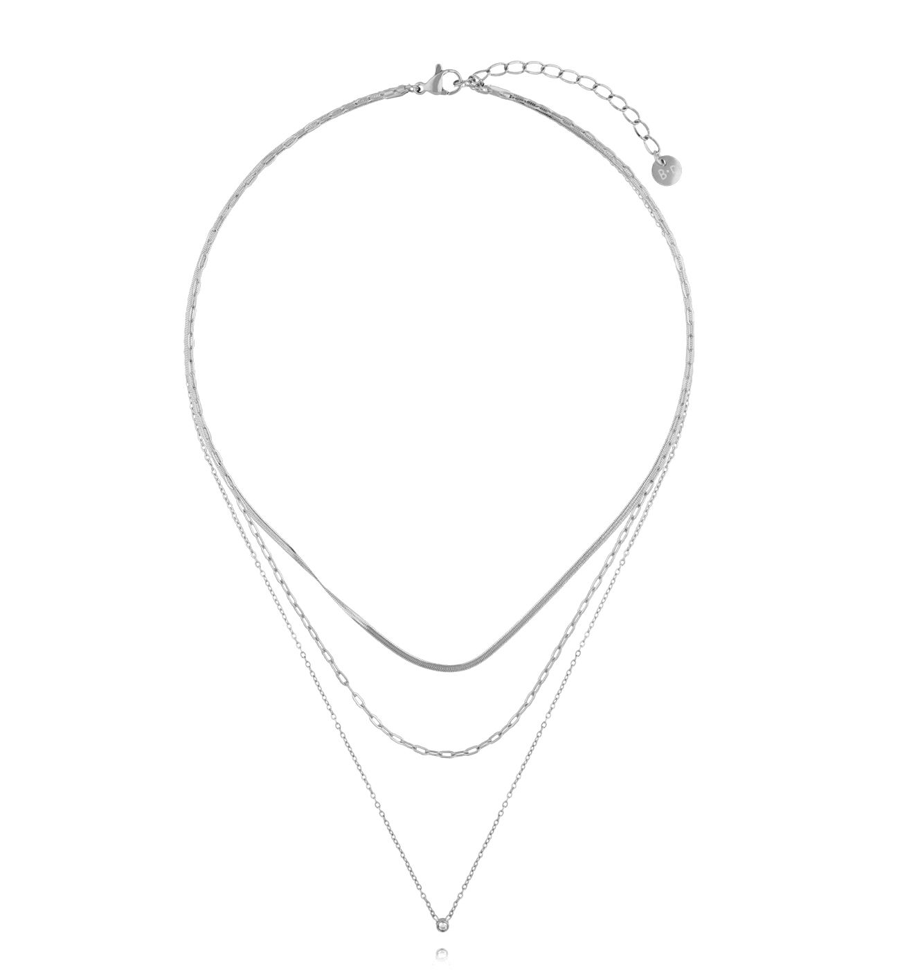 Naszyjnik potrójny minimalistyczny srebrny NSY0593 - By Dziubeka
