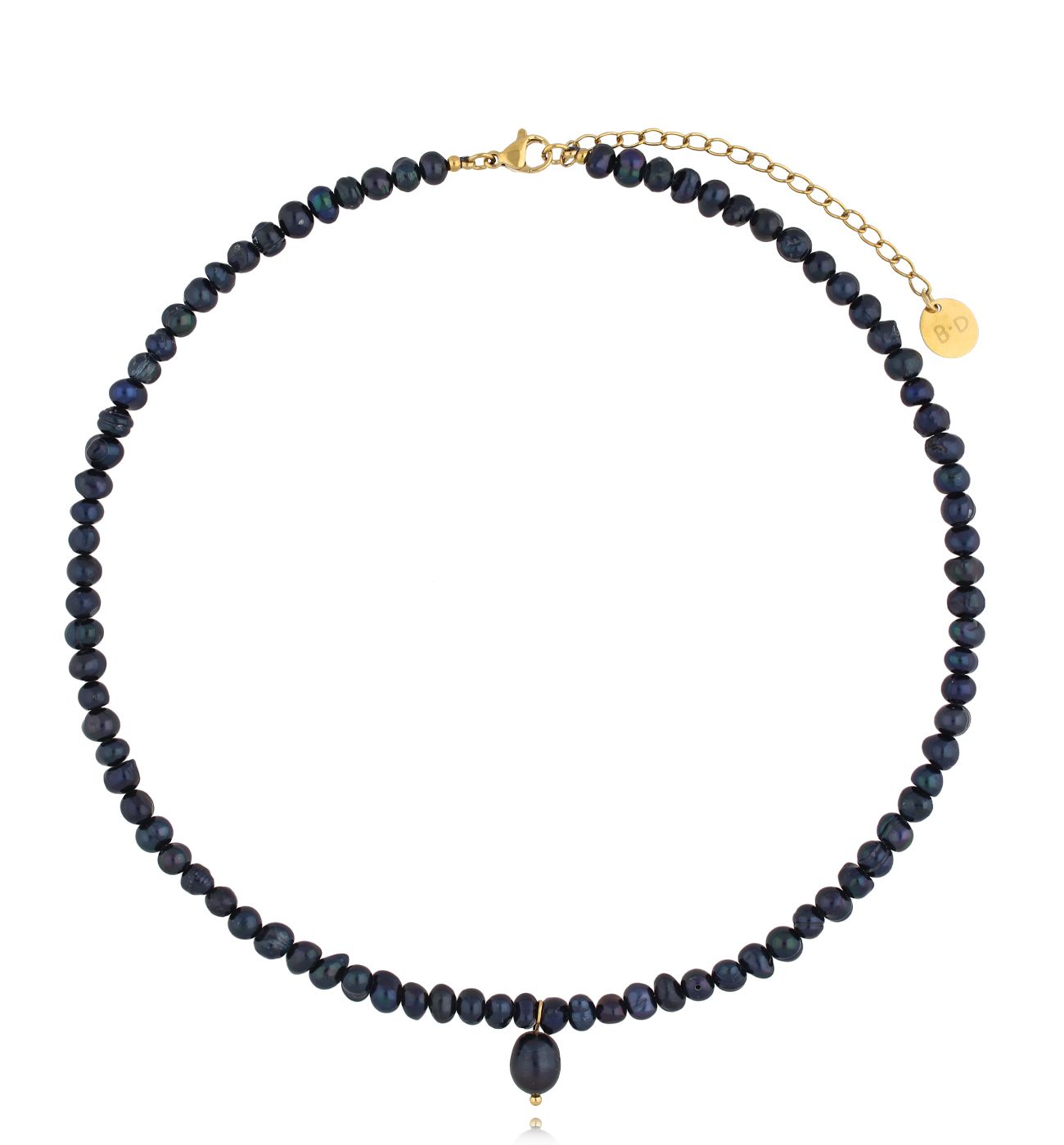 Naszyjnik z granatowymi perłami - By Dziubeka