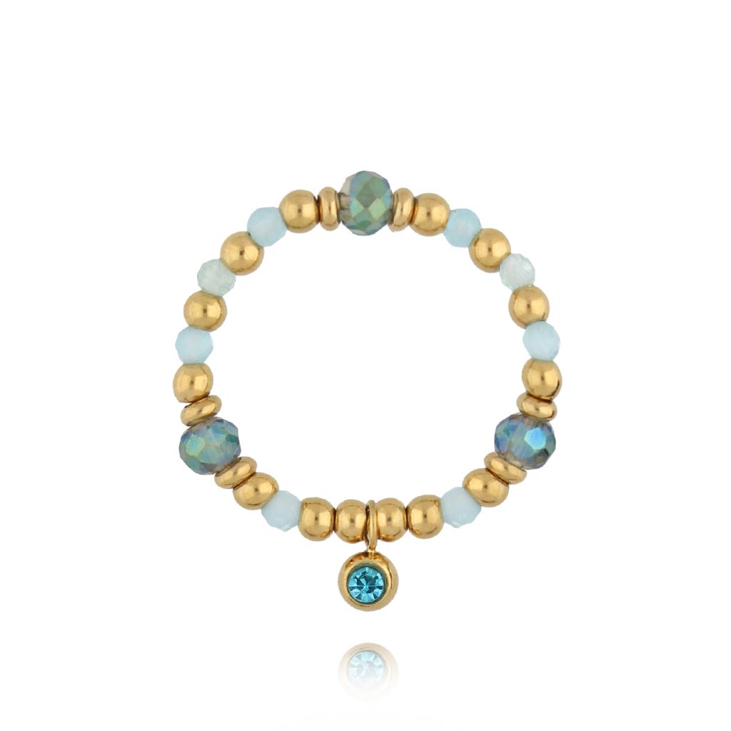 Pierścionek elastyczny turkusowo błękitny PSC0632 - By Dziubeka