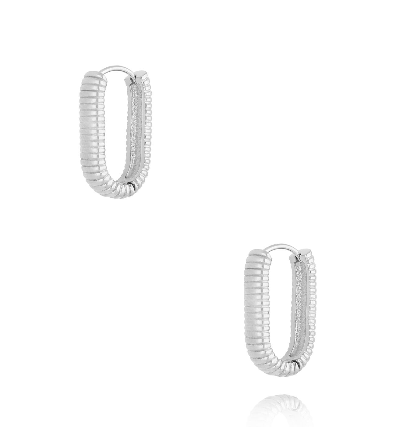 Kolczyki karbowane owalne srebrne Modern Fusion - By Dziubeka