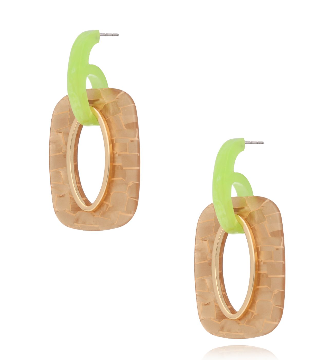 Kolczyki prostokątne beżowe Vierkantig KZA0145 - By Dziubeka