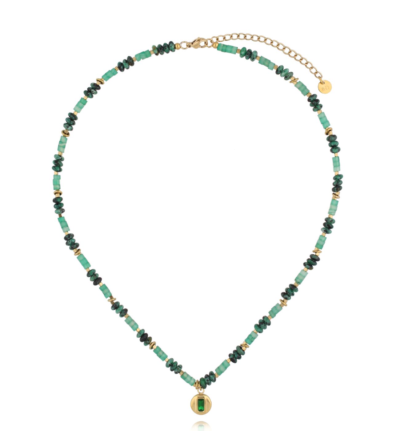 Naszyjnik zielony z agatami i turkusami - By Dziubeka