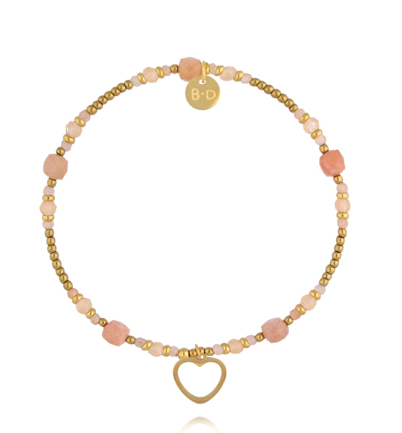 Bransoletka z kamieniami słonecznym i sercem - By Dziubeka