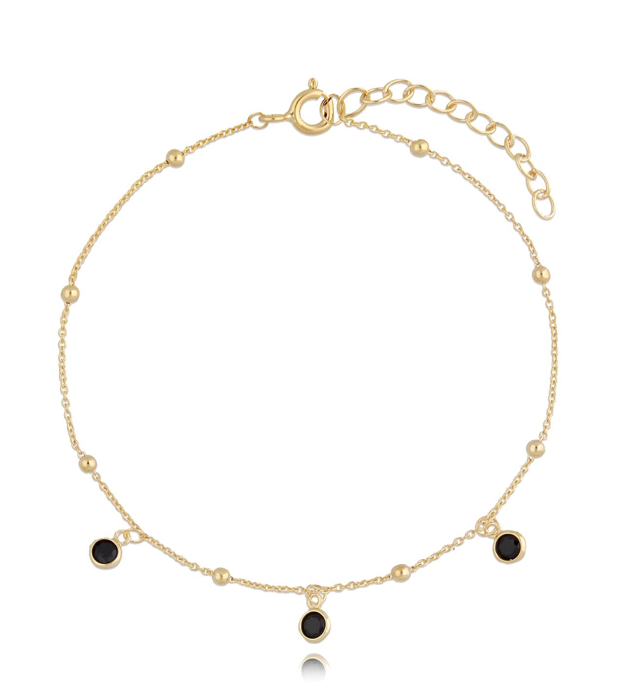 Bransoletka pozłacana z czarnymi cyrkoniami - By Dziubeka