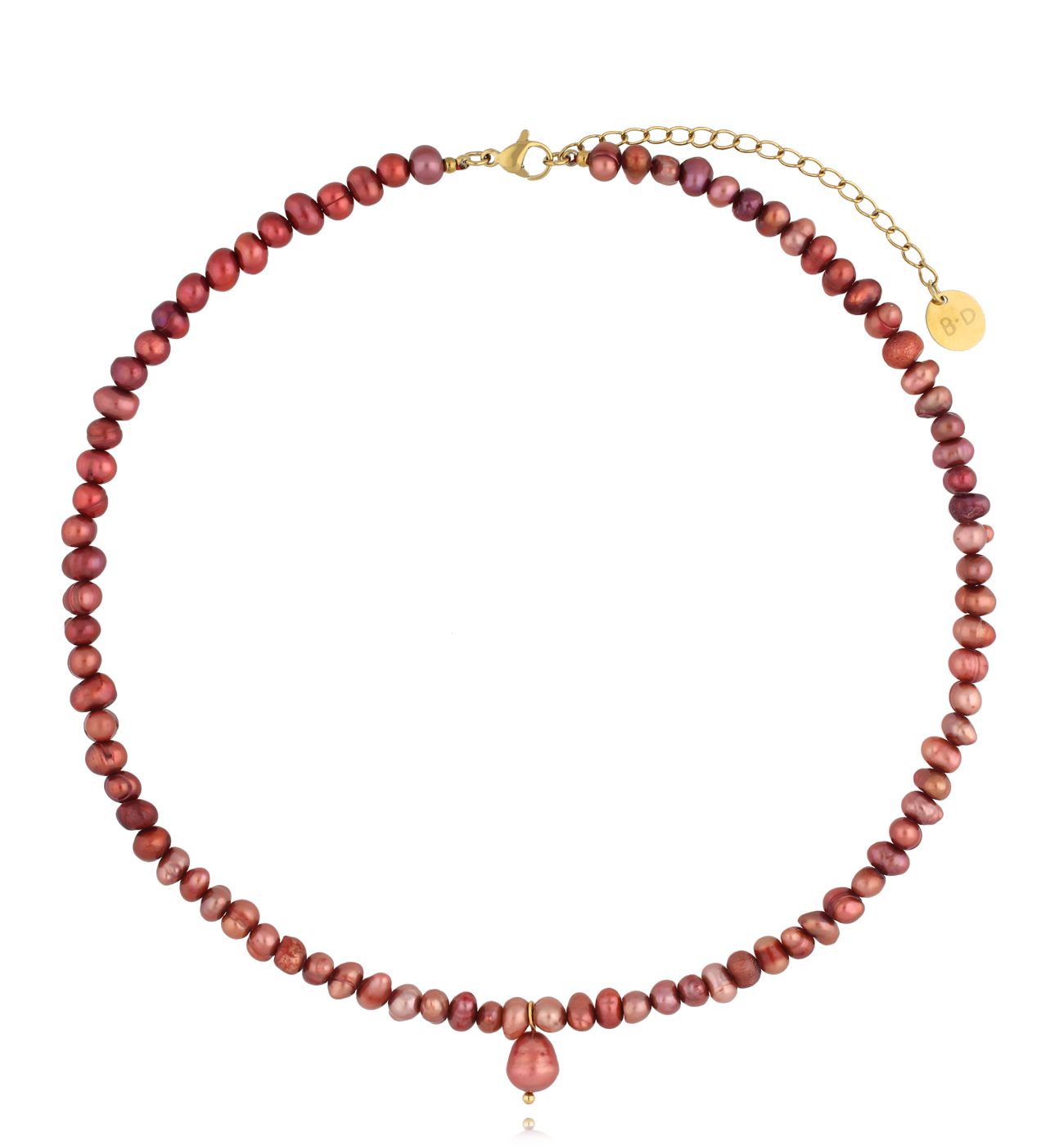 Naszyjnik z bordowymi perłami - By Dziubeka