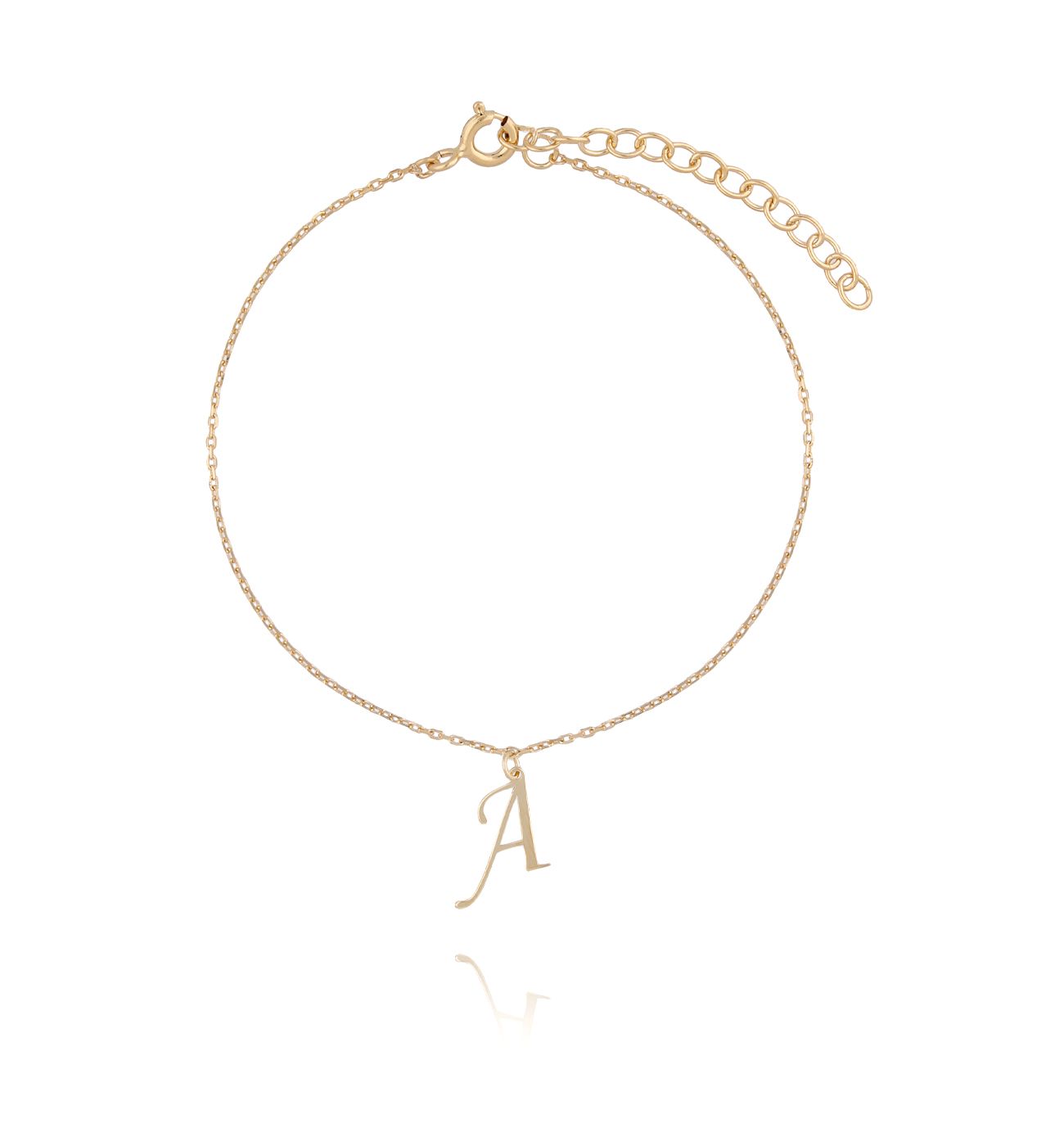 Bransoletka srebrna pozłacana z literką A - By Dziubeka