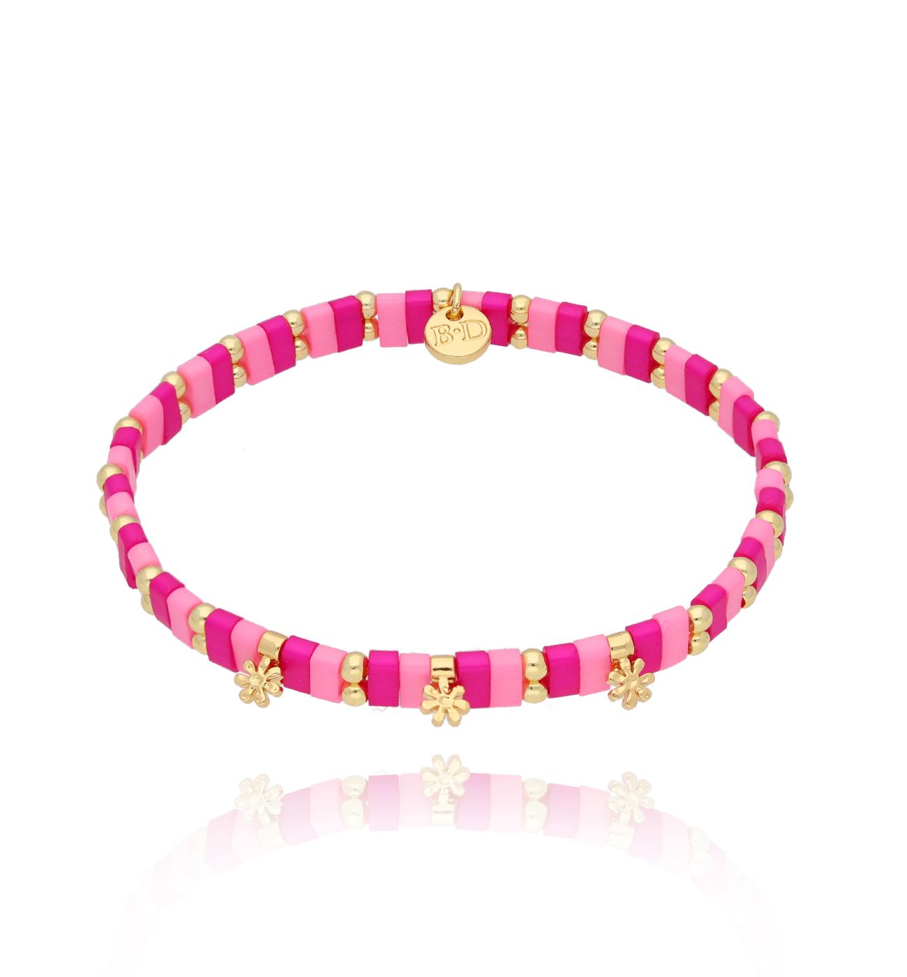 Bransoletka fuksja z serduszkami Marigold BBI0020
