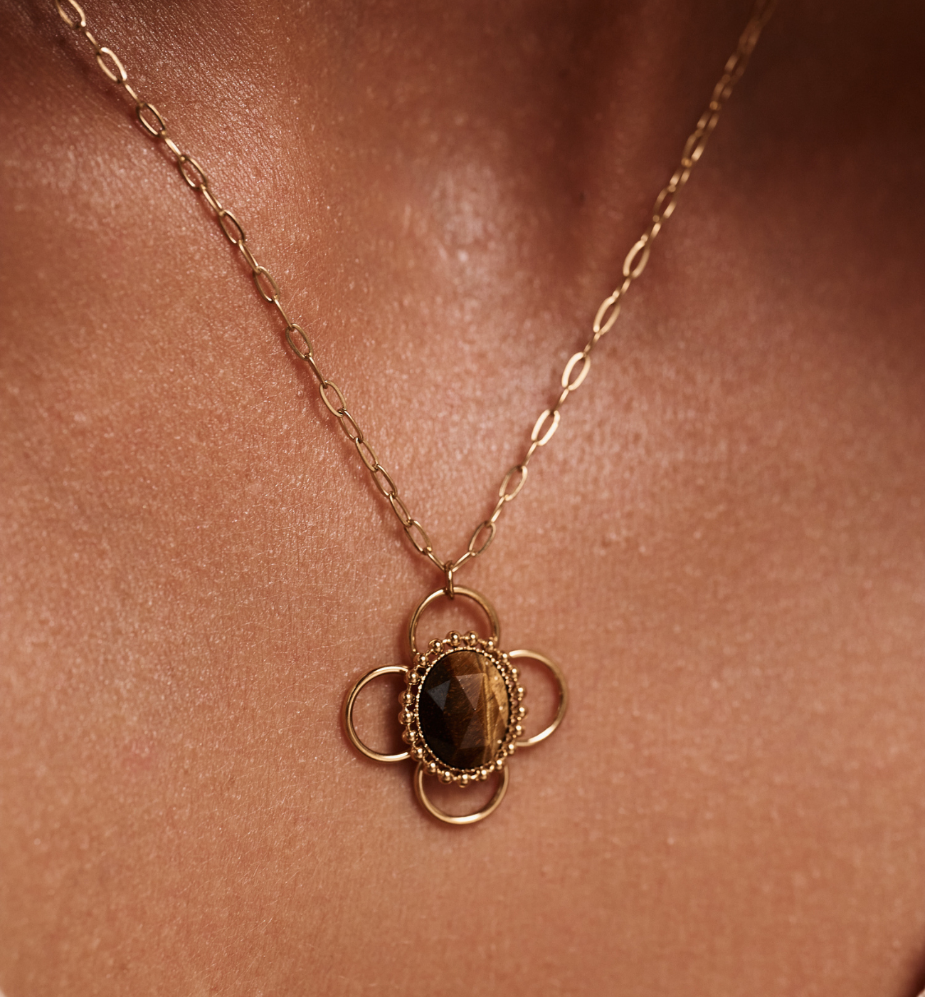 Naszyjnik z okiem tygrysa NEA0009 - By Dziubeka