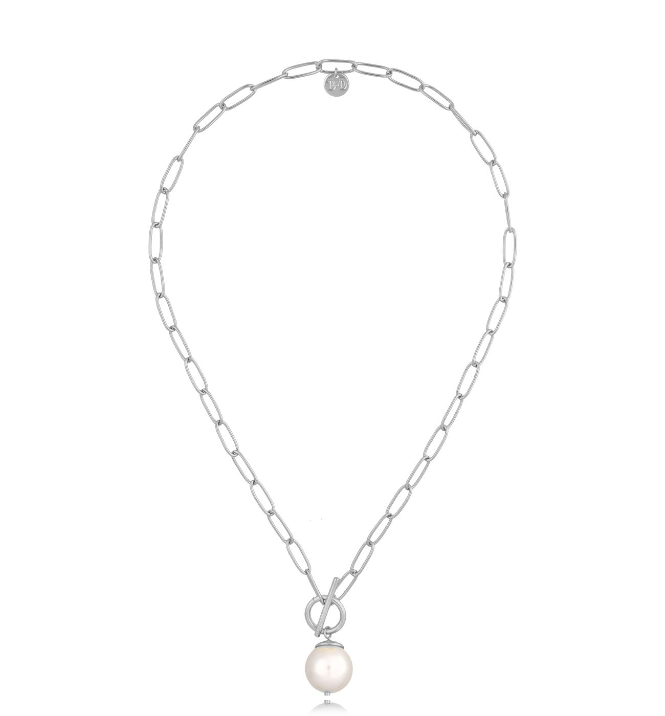 Naszyjnik srebrny łańcuch z perłą Yoko - By Dziubeka