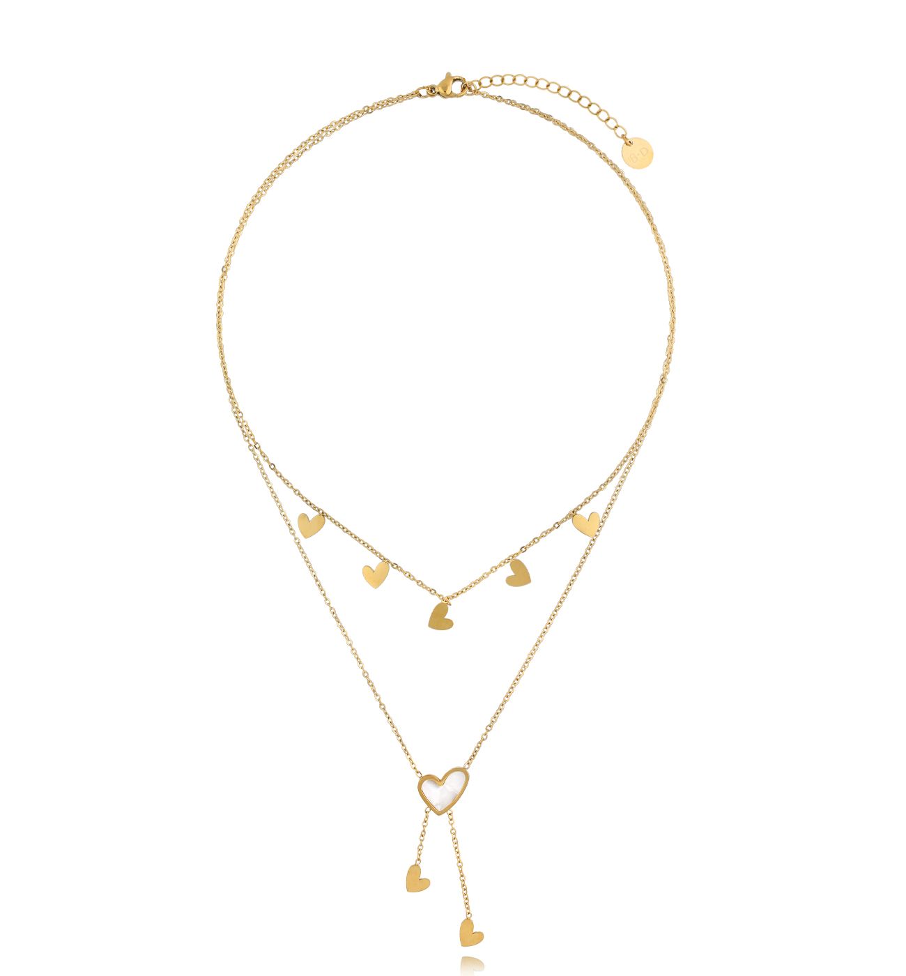 Naszyjnik z sercami złoty Heartbeat NSY0292 - By Dziubeka