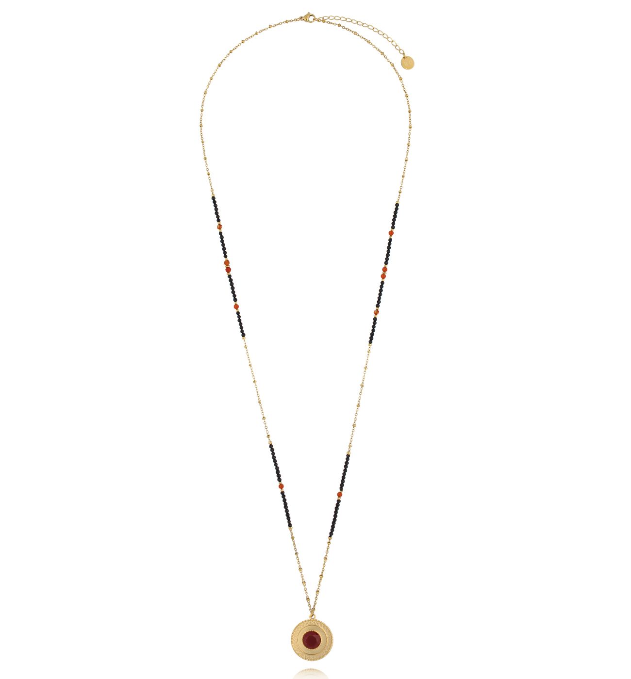 Naszyjnik z czerwonymi agatami długi NSY0415 - By Dziubeka