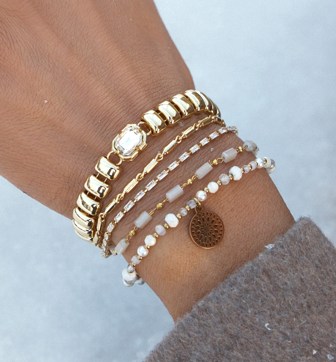 Bransoletka złota z kryształkiem - By Dziubeka