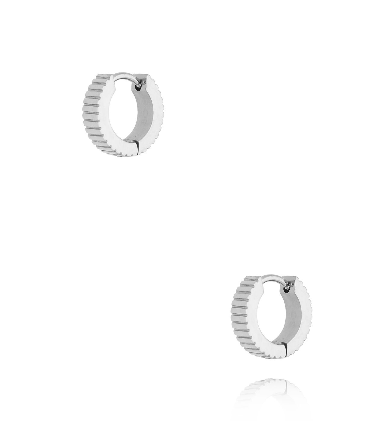 Kolczyki okrągłe srebrne karbowane - By Dziubeka