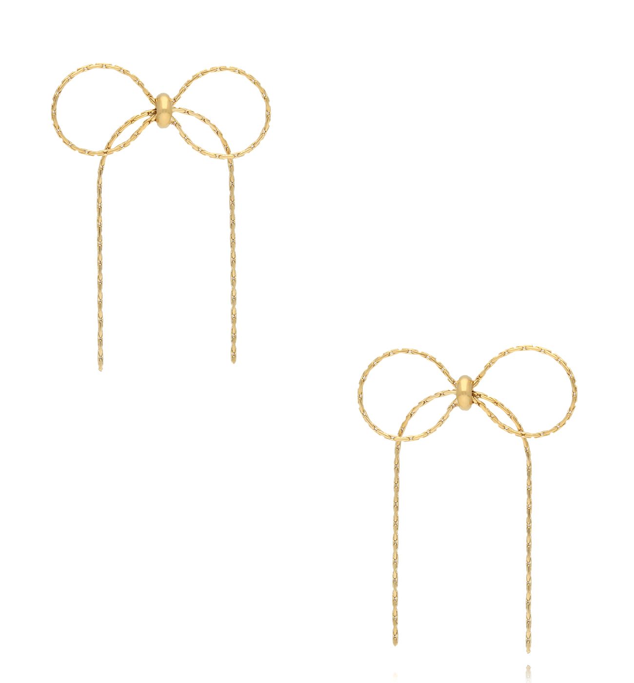 Kolczyki kokardki złote KSY0326 - By Dziubeka