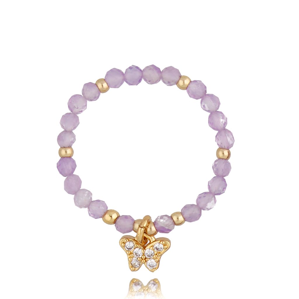 Pierścionek z ametystami i motylkiem Misha PSC0286 - By Dziubeka