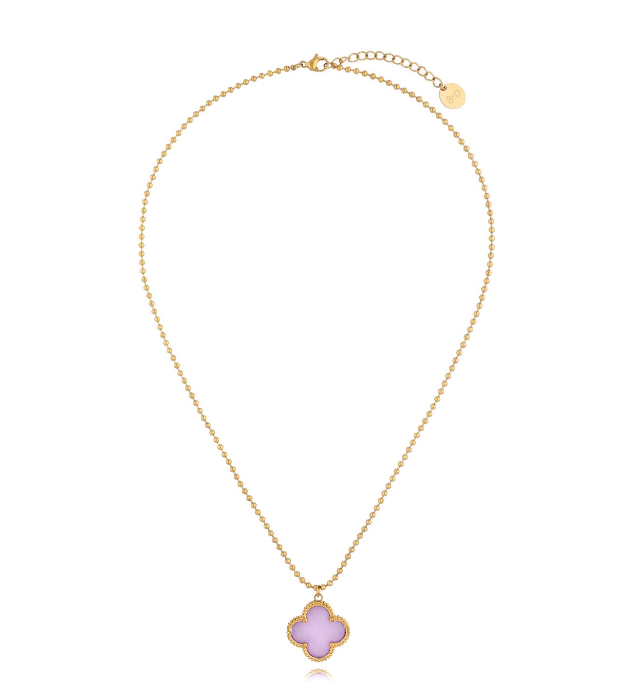 Naszyjnik z liliową koniczynką Clover NSY0286 - By Dziubeka