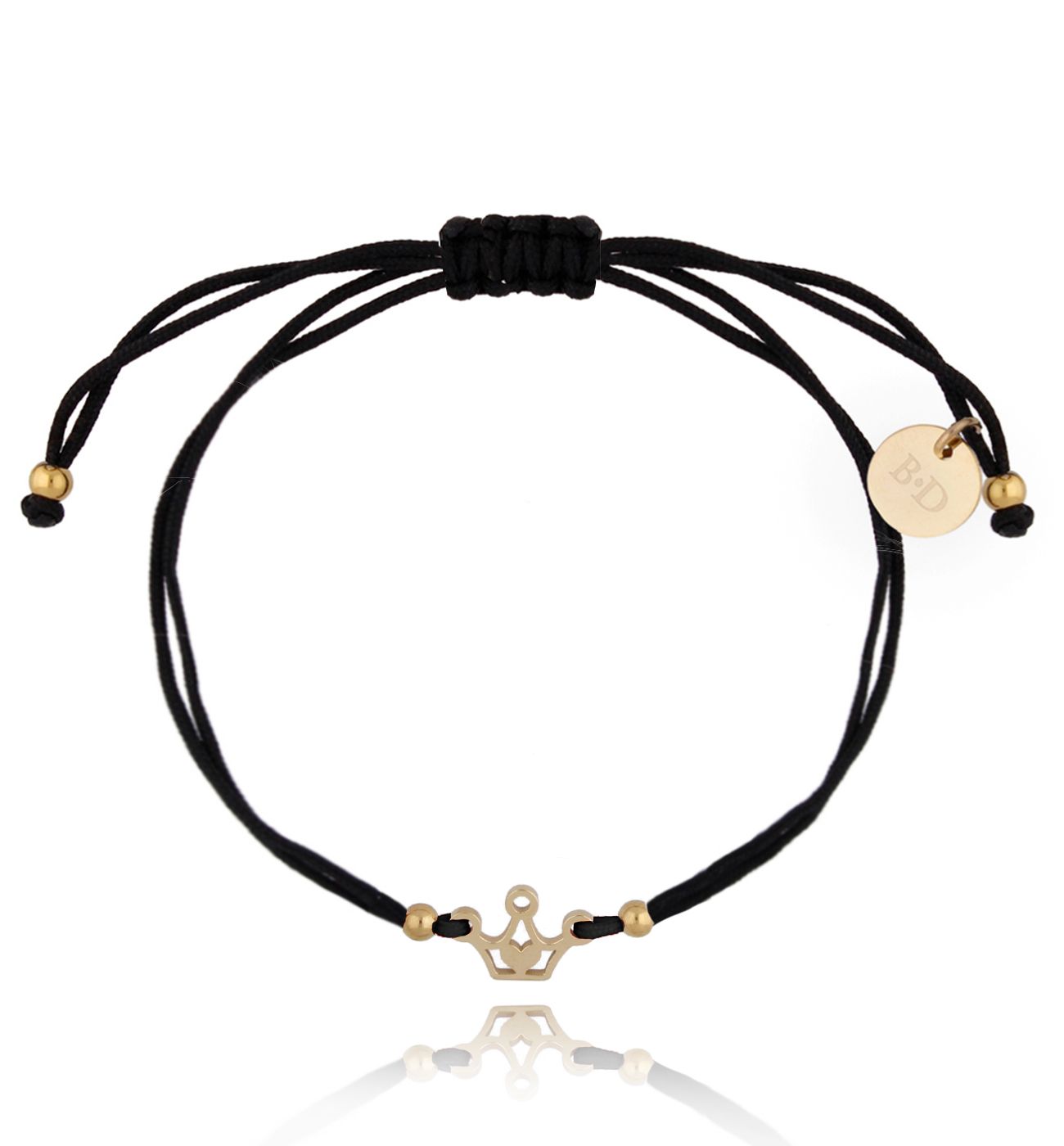 Bransoletka czarno-złota z koroną My Quinn BGL0573