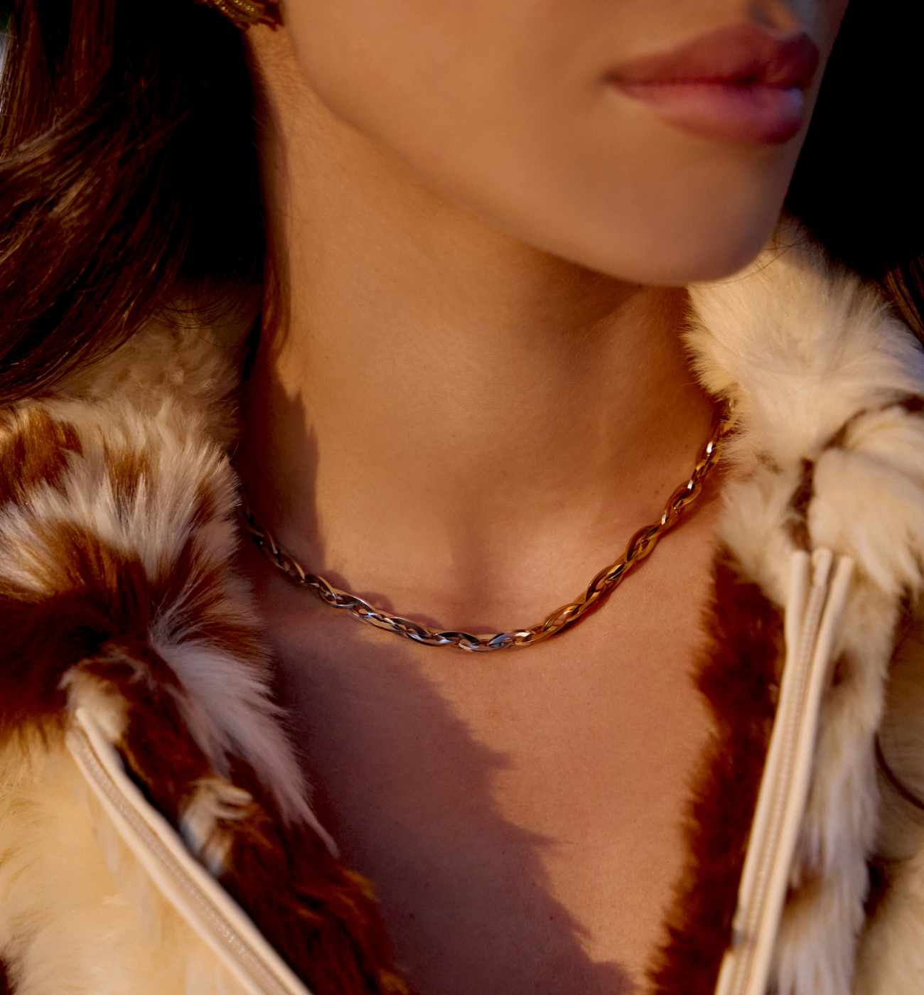 Naszyjnik z łańcuchem złoto srebrny - By Dziubeka