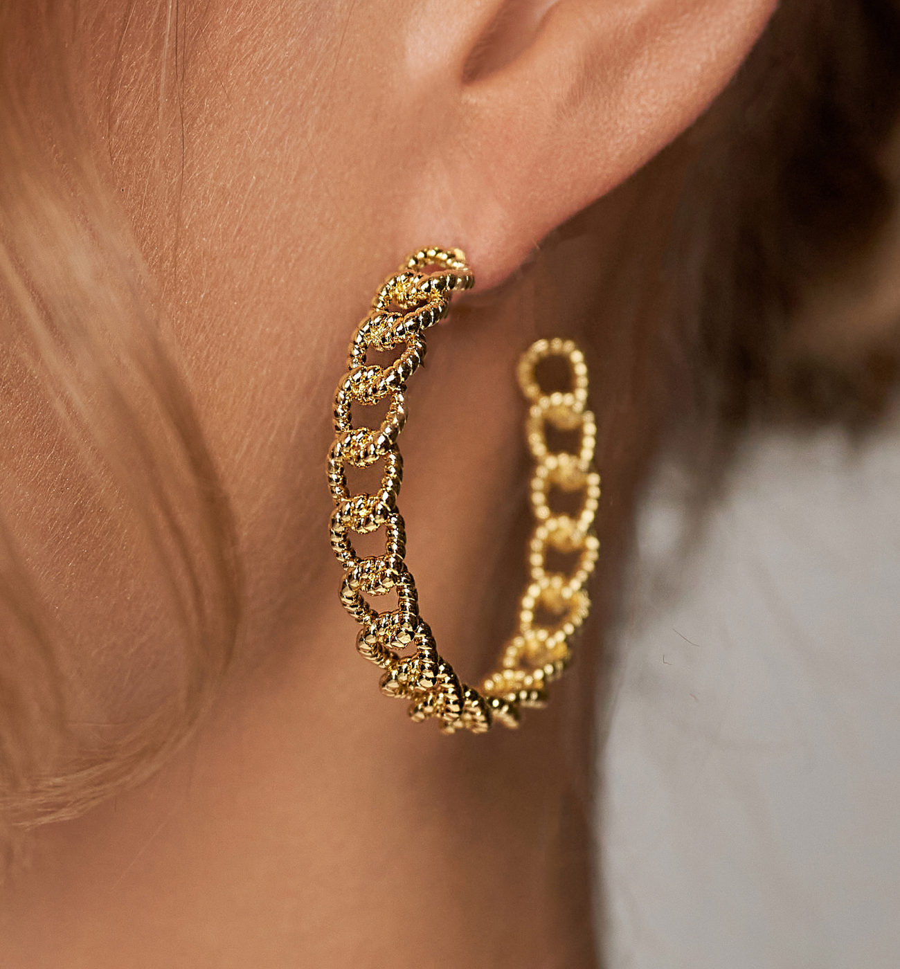 Kolczyki złote plecione koła Ventura I - By Dziubeka