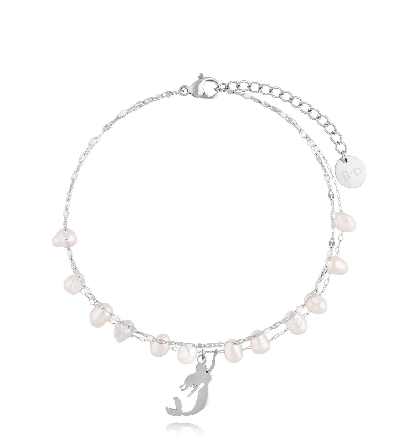 Bransoletka na nogę z perłami i syreną BNSY0034 - By Dziubeka