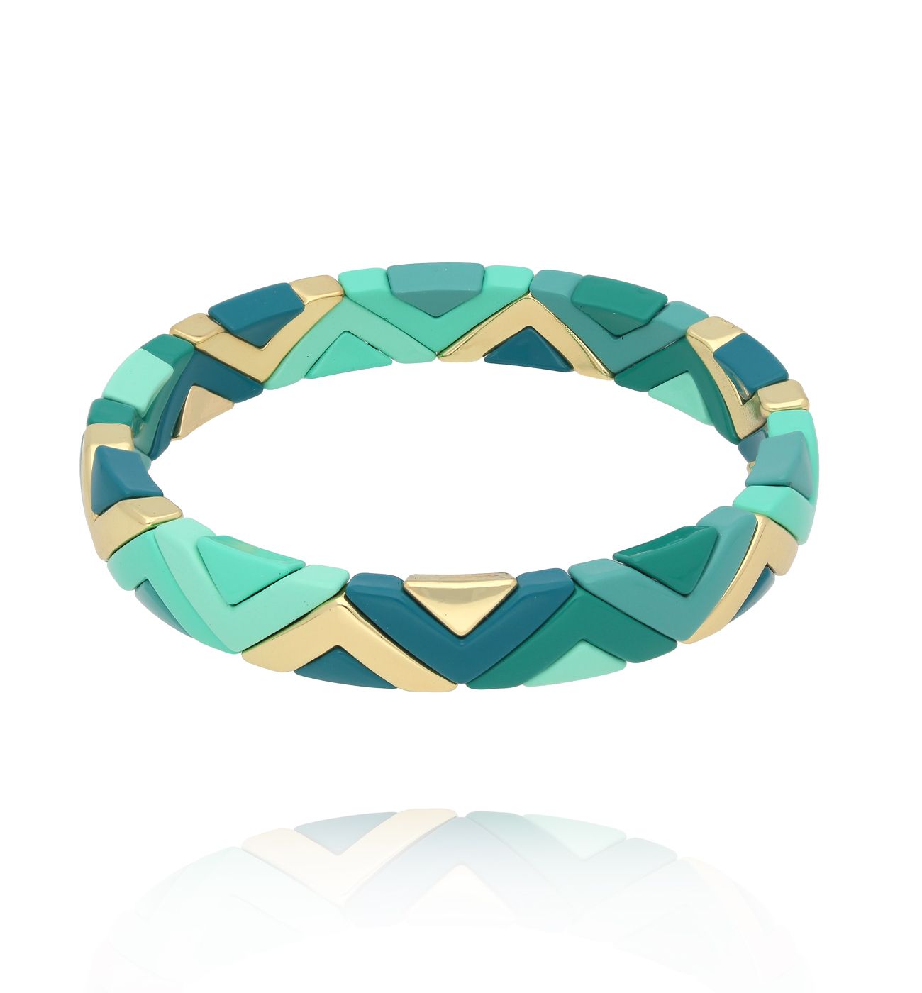 Bransoletka w odcieniach morskiej zieleni i złota BCR0047 - By Dziubeka