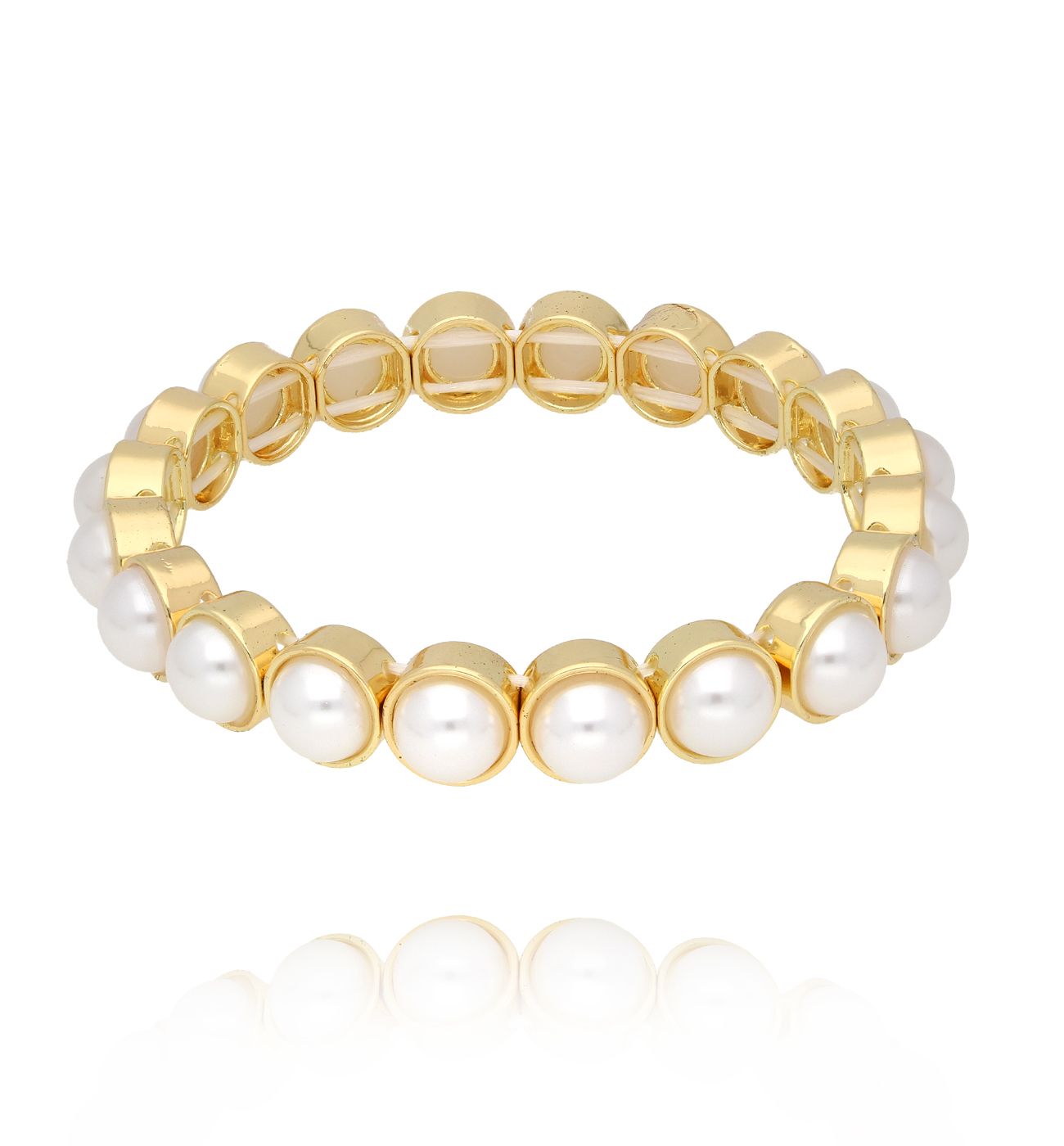 Bransoletka z perłami w złotych oprawach BCR0024