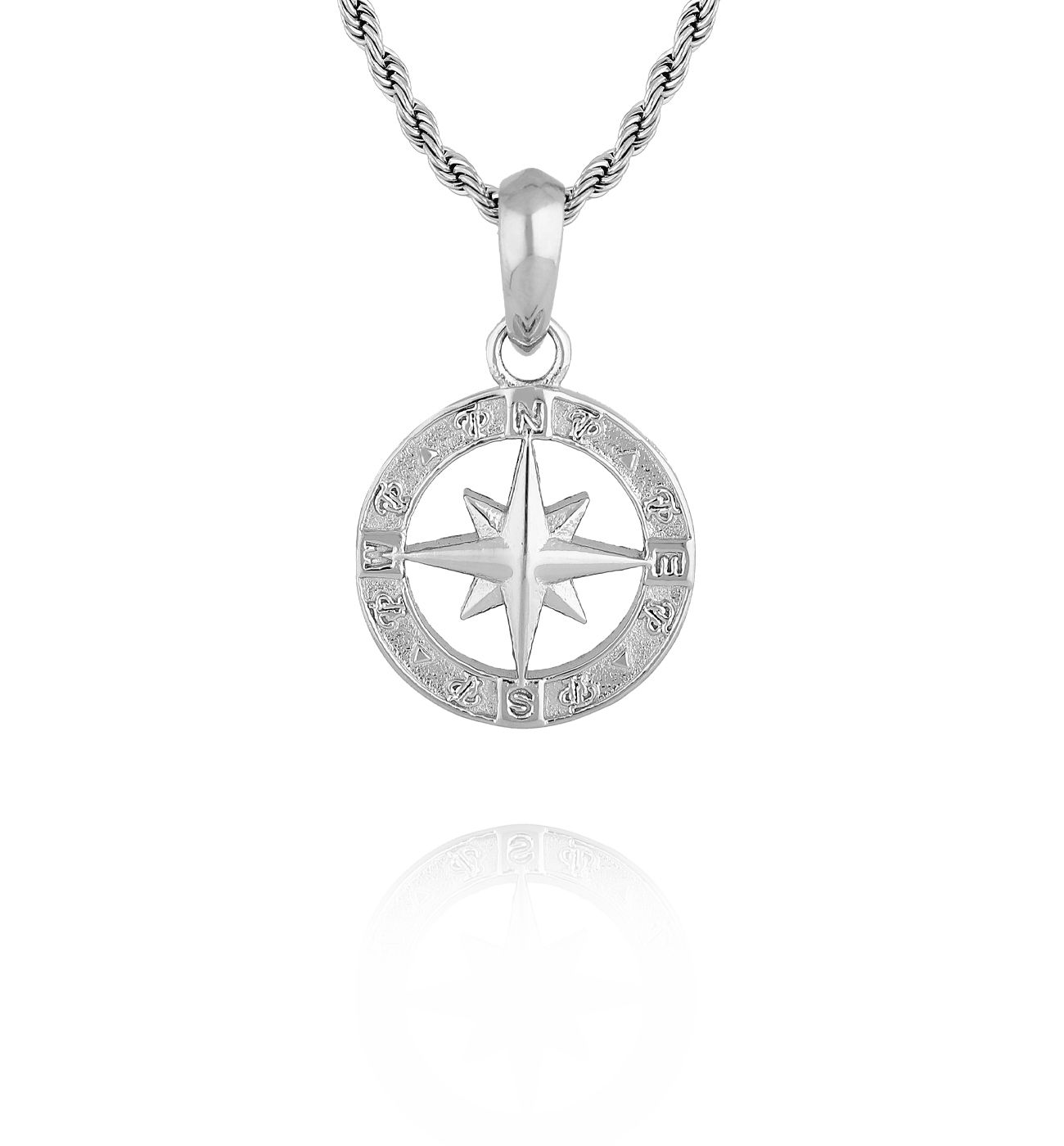 Naszyjnik męski srebrny z różą wiatrów - By Dziubeka
