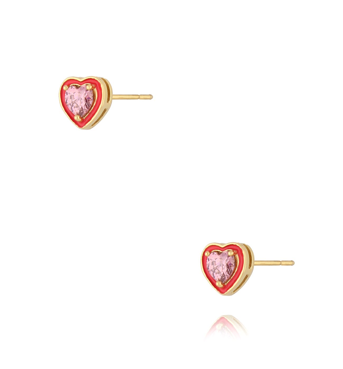Kolczyki serca czerwone z kryształkami Eternal Embrace KFA0082 - By Dziubeka