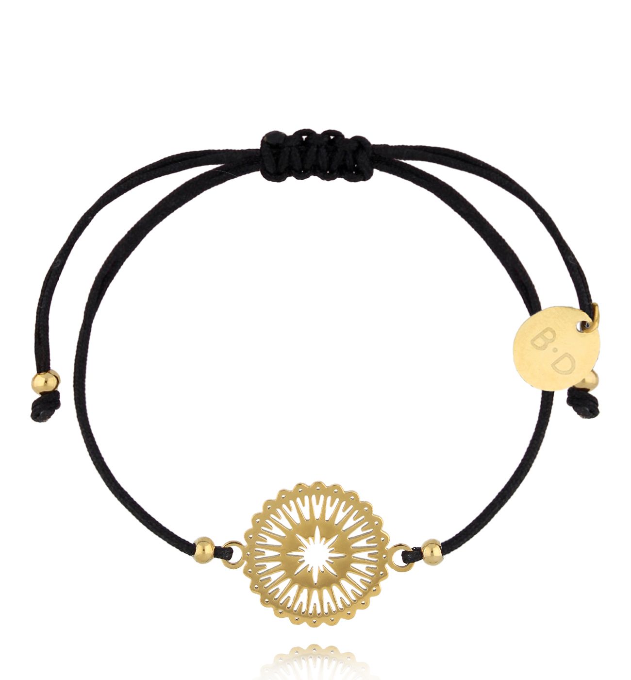 Bransoletka czarna ze złotą rozetką Brit BGL0978