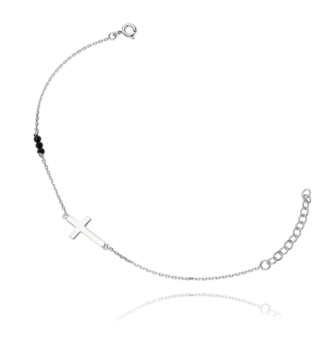 Bransoletka ze srebra z kryształkami krzyżyk BSE0014