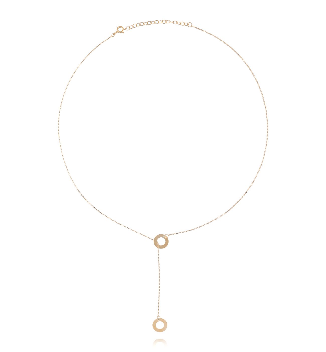 Naszyjnik srebrny pozłacany krawatka z kółeczkami NSE0085