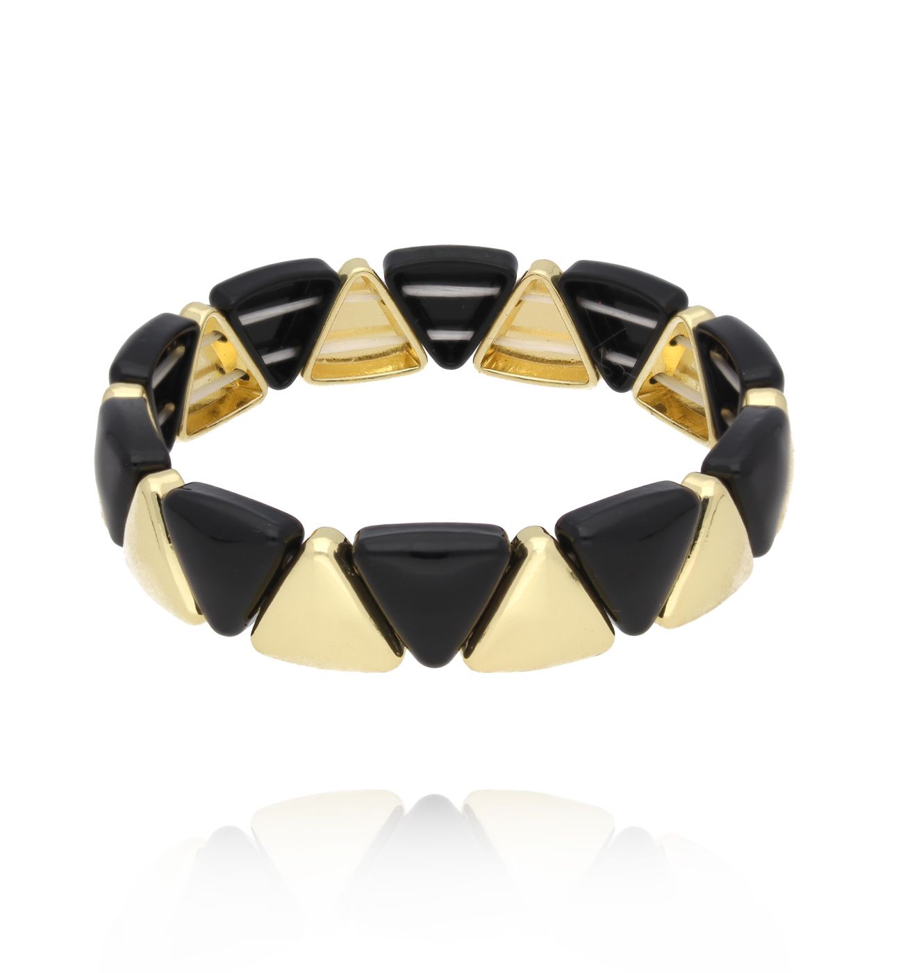 Bransoletka czarno-złota z trójkątnych ogniw BCR0037 - By Dziubeka