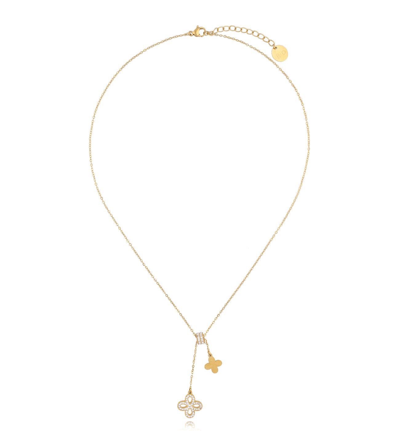 Naszyjnik ze złotymi koniczynkami Clovers NSY0252