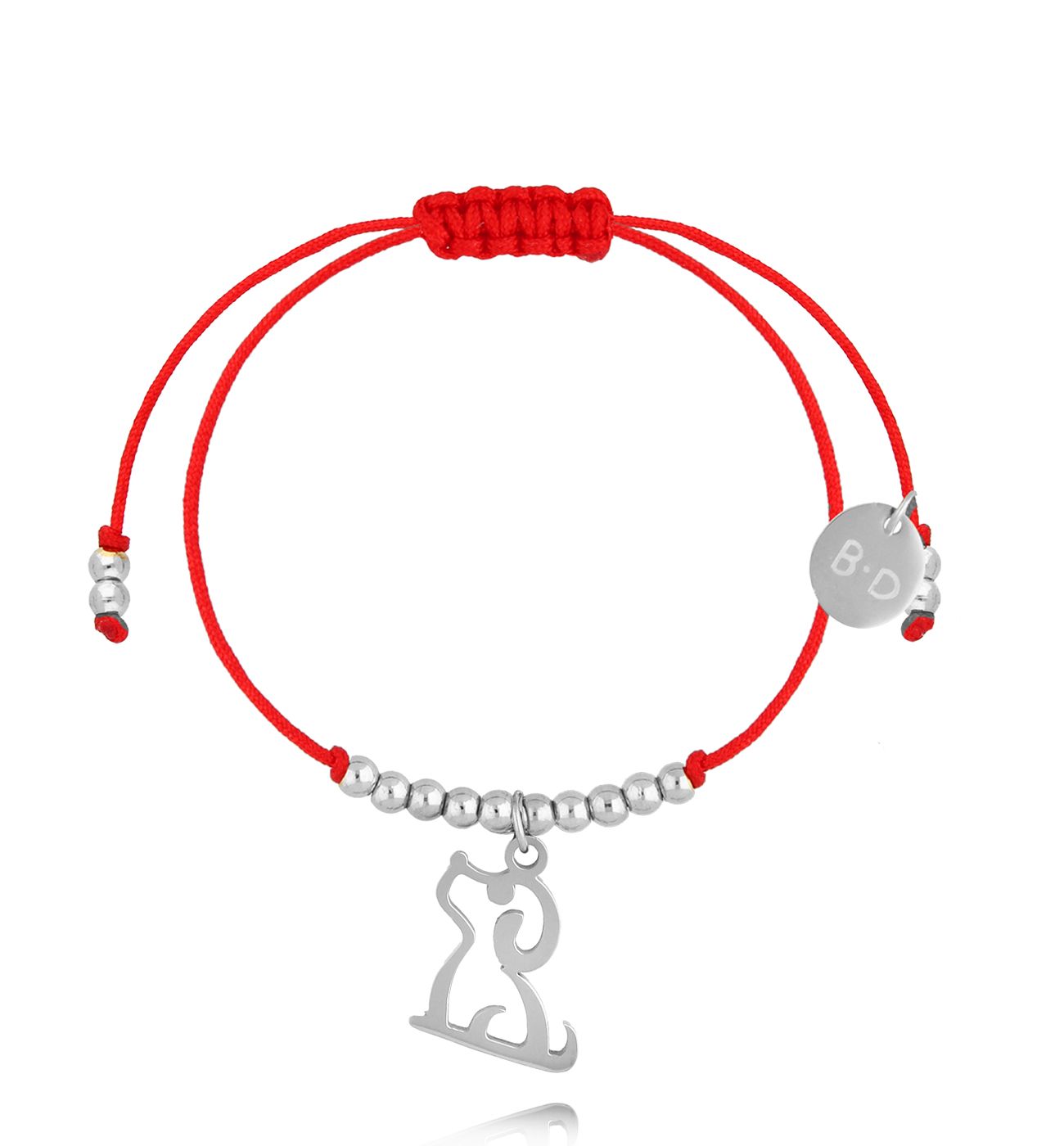 Bransoletka czerwona ze srebrnym pieskiem Fidélité BGL0947
