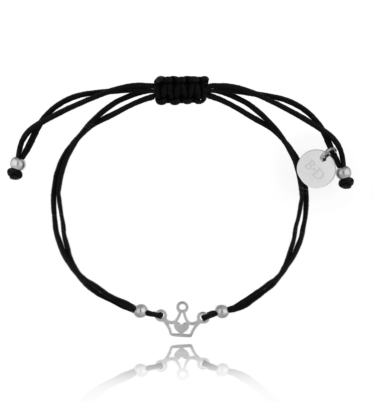 Bransoletka czarno-srebrna z koroną My Quinn BGL0571