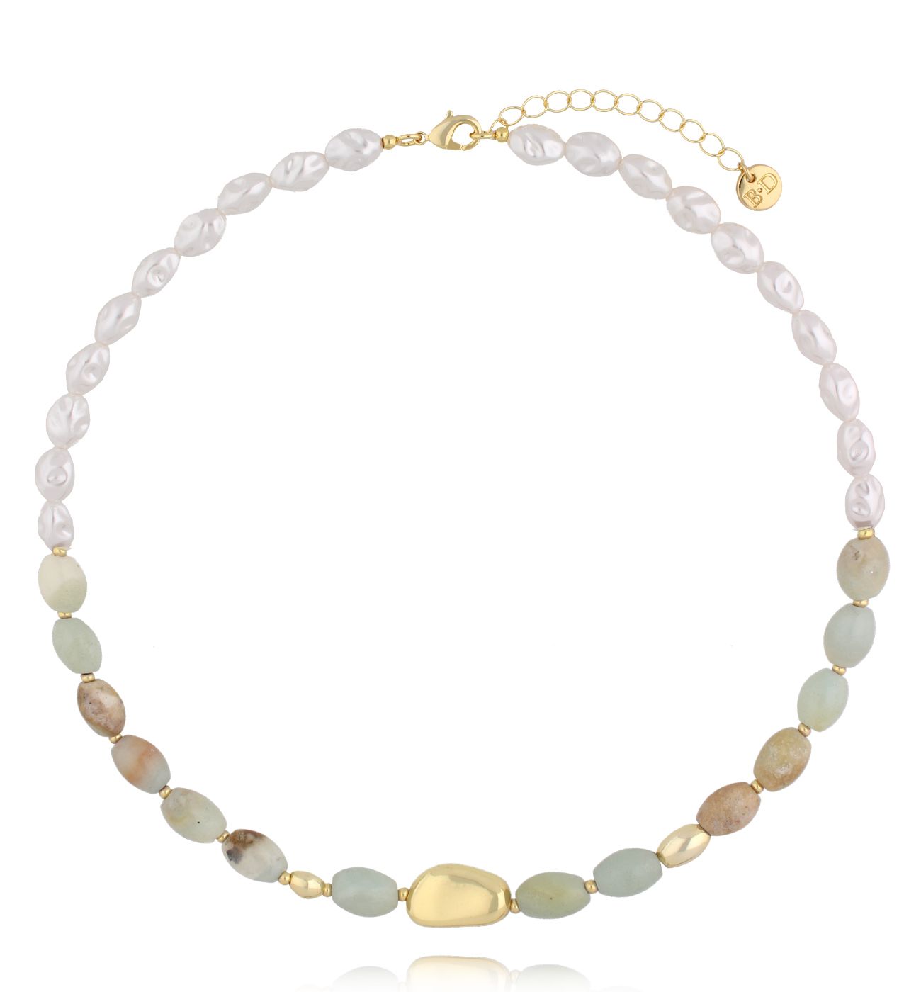 Naszyjnik z perełkami i amazonitami NSC0675