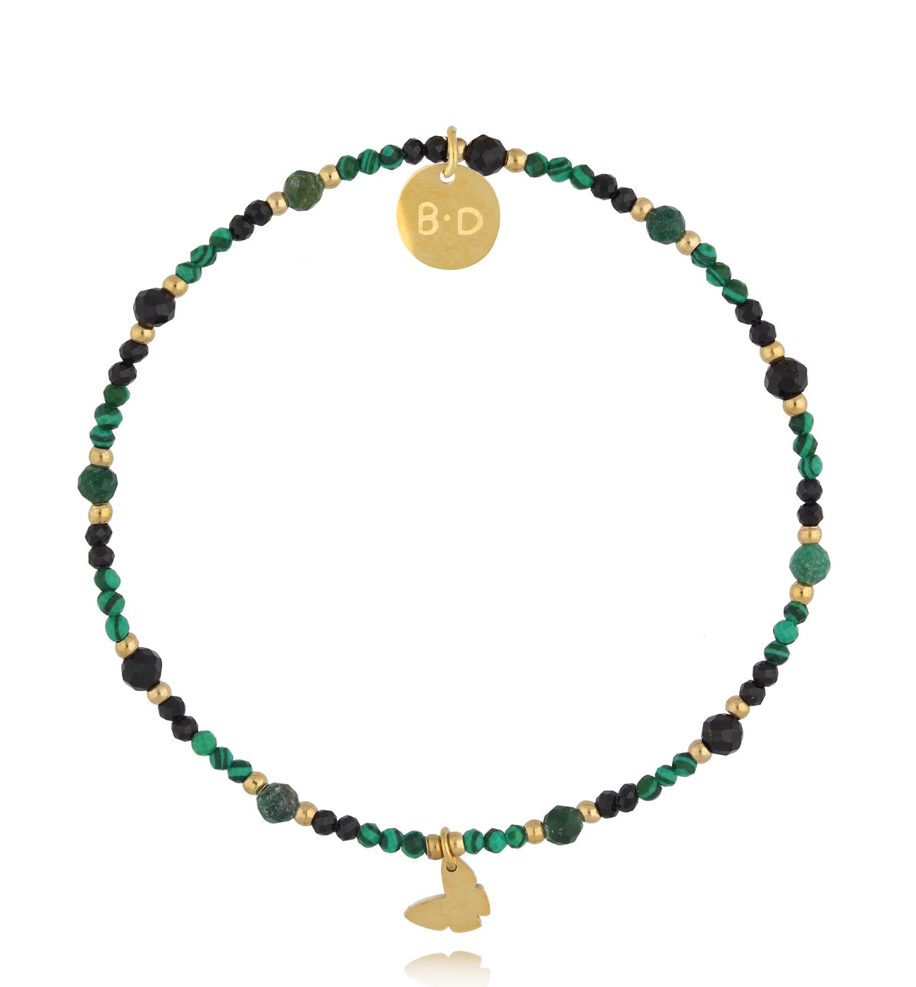 Bransoletka z malachitami i turmalinami - By Dziubeka